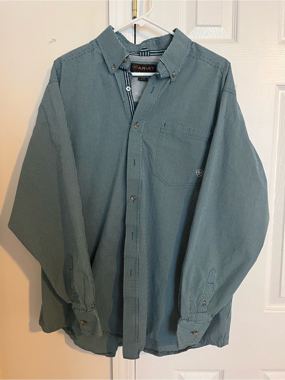 Ariat Pro Series BlueMicro-Check Button-Down Shirt Size XL